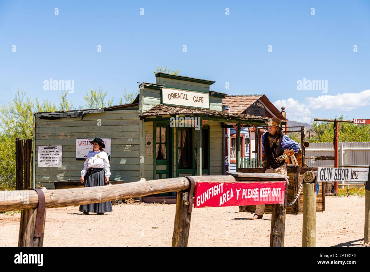 Pioneer Living History Museum: Goose Flats Bank Robbery Stock Photo