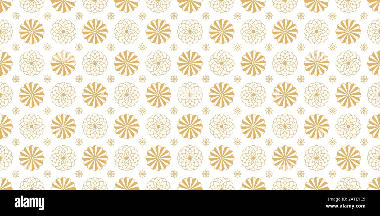 Golden seamless pattern with geometric flowers. Geometrical floral gold ...