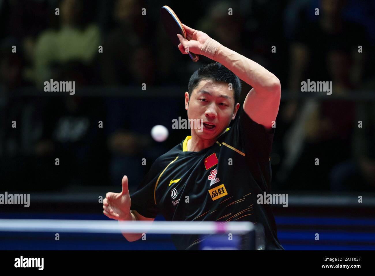 Magdeburg, Germany. 02nd Feb, 2020. Table tennis: German Open, men's, singles, final, Xu (China) - Ma (China). Xu Xin in action. Credit: Swen Pförtner/dpa/Alamy Live News Stock Photo
