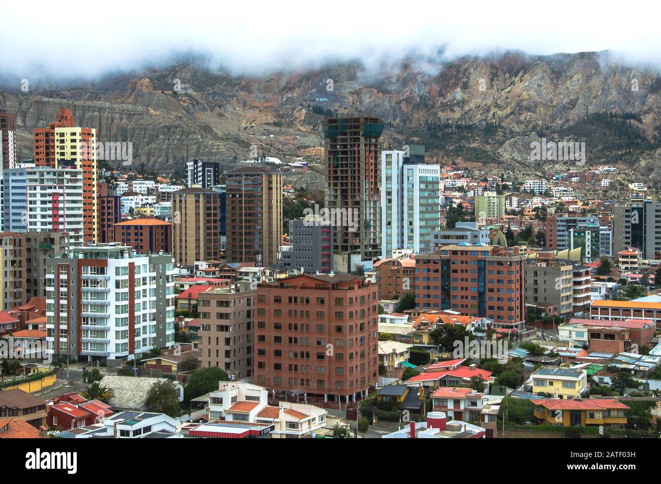 Cityscape of La Paz in Bolivia, aerial landscape La Paz city Stock ...