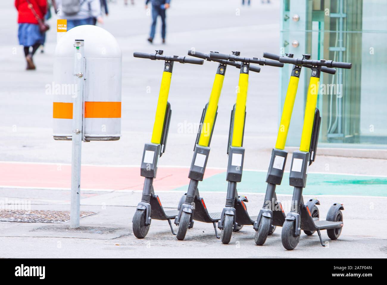 parked electric scooters at city street Stock Photo - Alamy