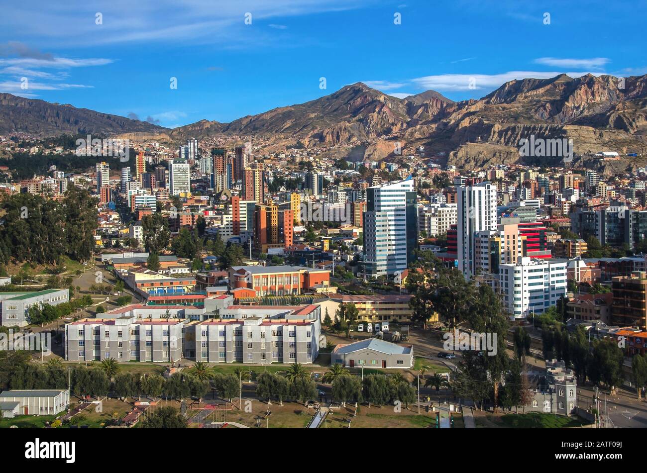 Cityscape of La Paz in Bolivia, aerial landscape La Paz city Stock ...