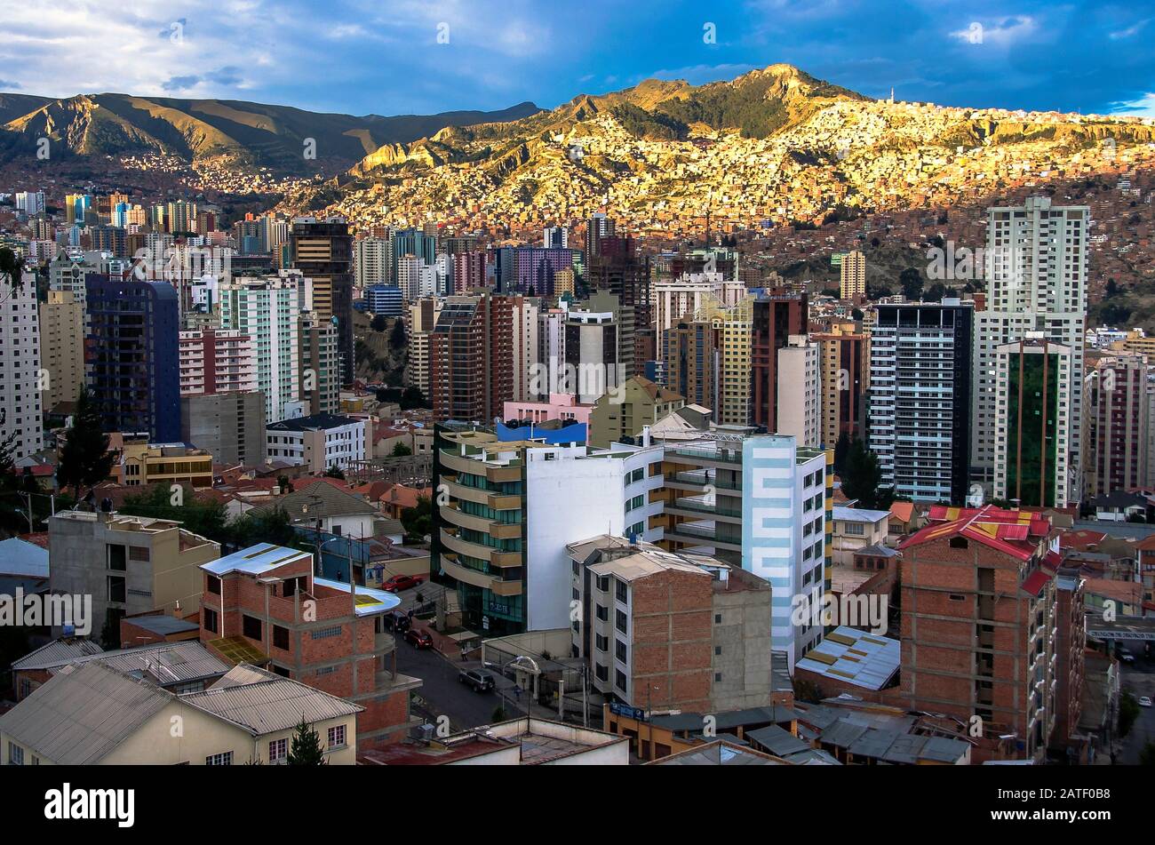 Cityscape of La Paz in Bolivia, aerial landscape La Paz city Stock ...