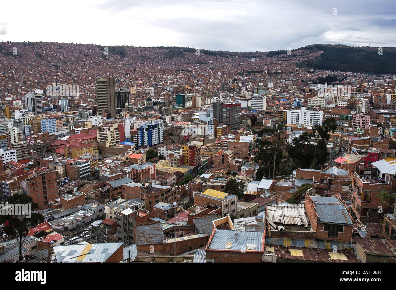 Panorama of City of La Paz Bolivia from Killi Killi Viewpoint. Beatiful view Stock Photo