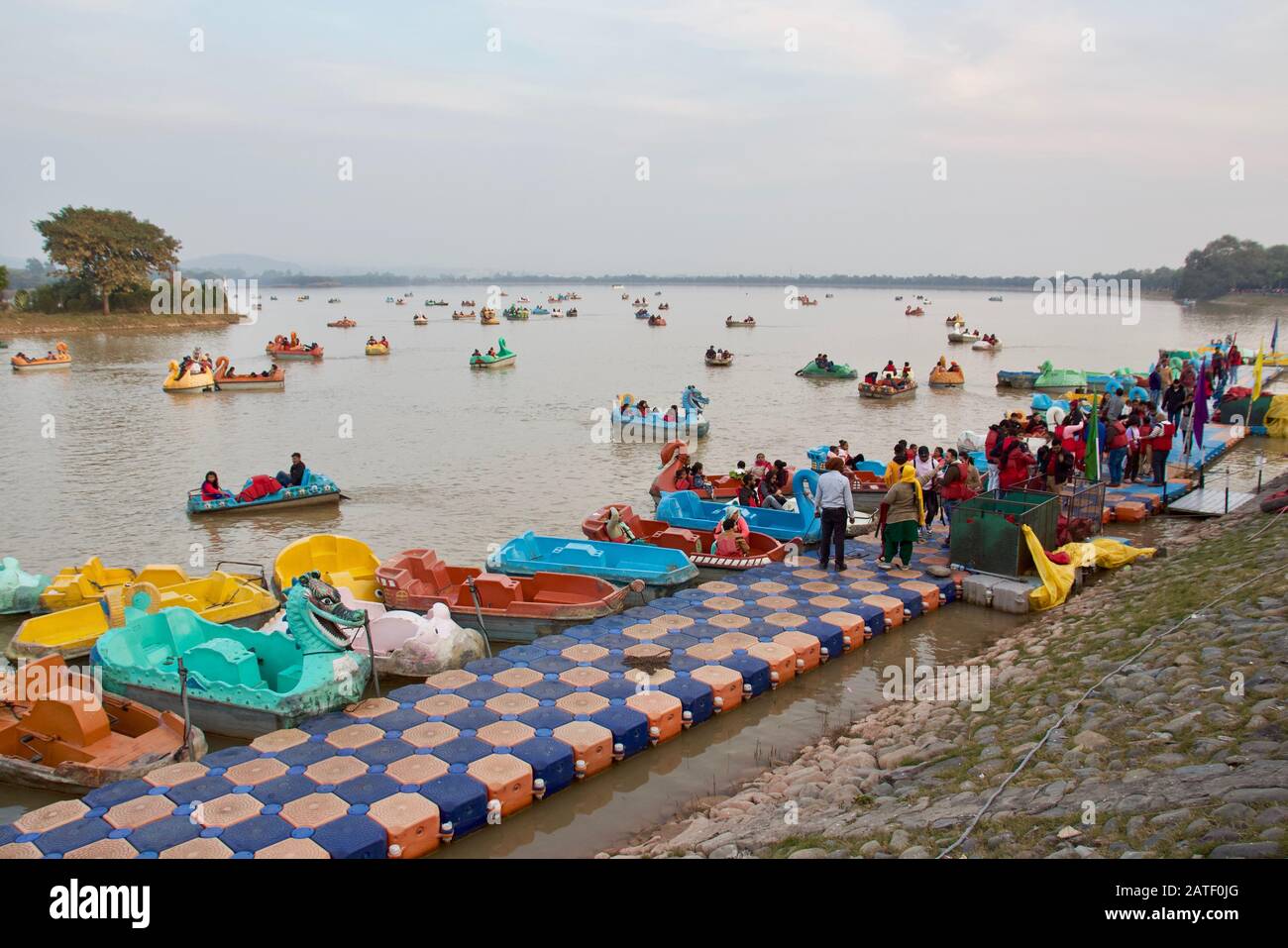 Sukhna Lake, a popular boating lake in Chandigarh, Punjab, India Stock