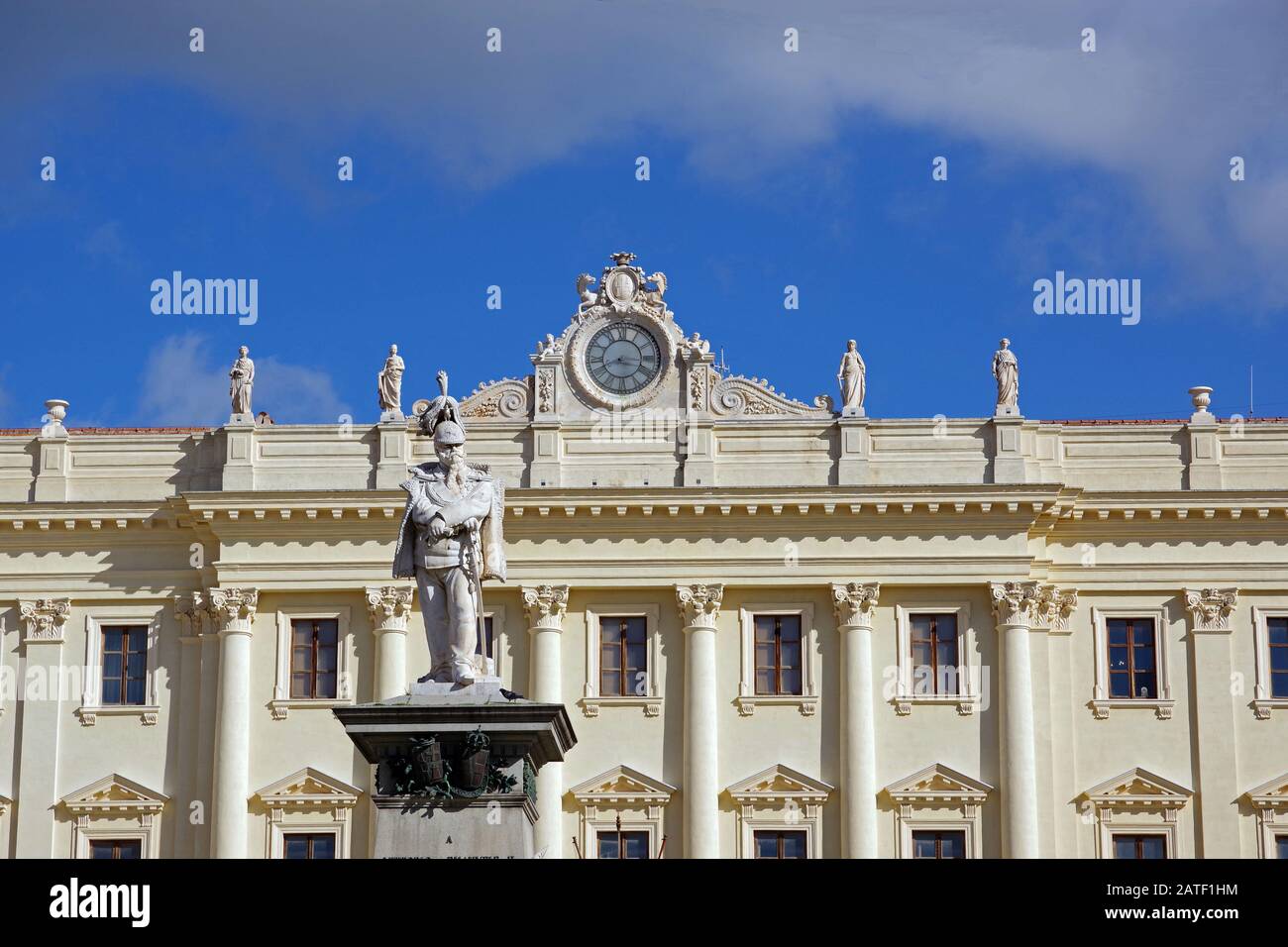 Sassari, Sardinia, Italy. The Sciuti Palace in the town's center and the  Itakian King Memorial Stock Photo - Alamy