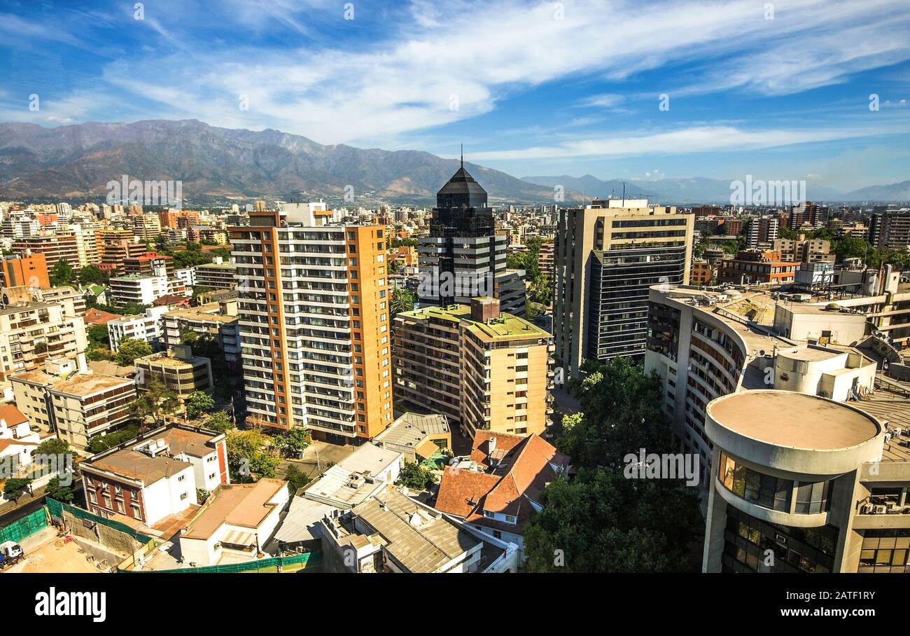 Modern apartment buildings and flats in downtown Santiago, Chile Stock