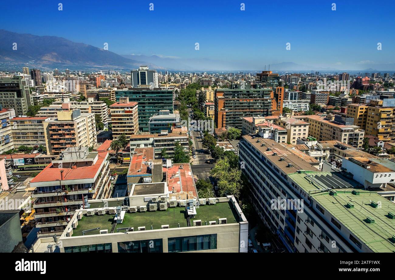 Modern apartment buildings and flats in downtown Santiago, Chile Stock