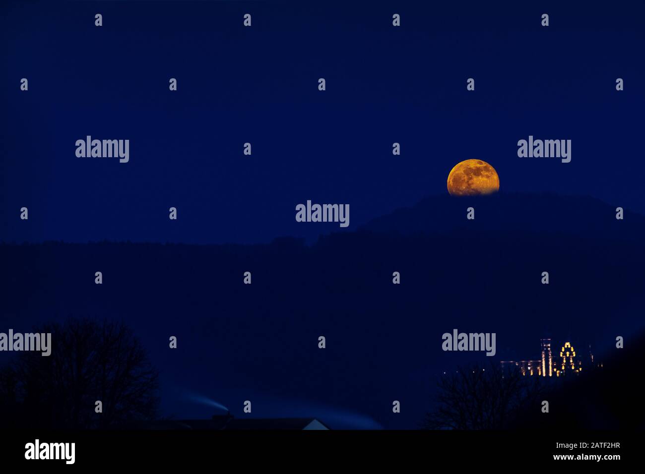 Blood moon on background The dark blue sky with no stars Stock Photo ...