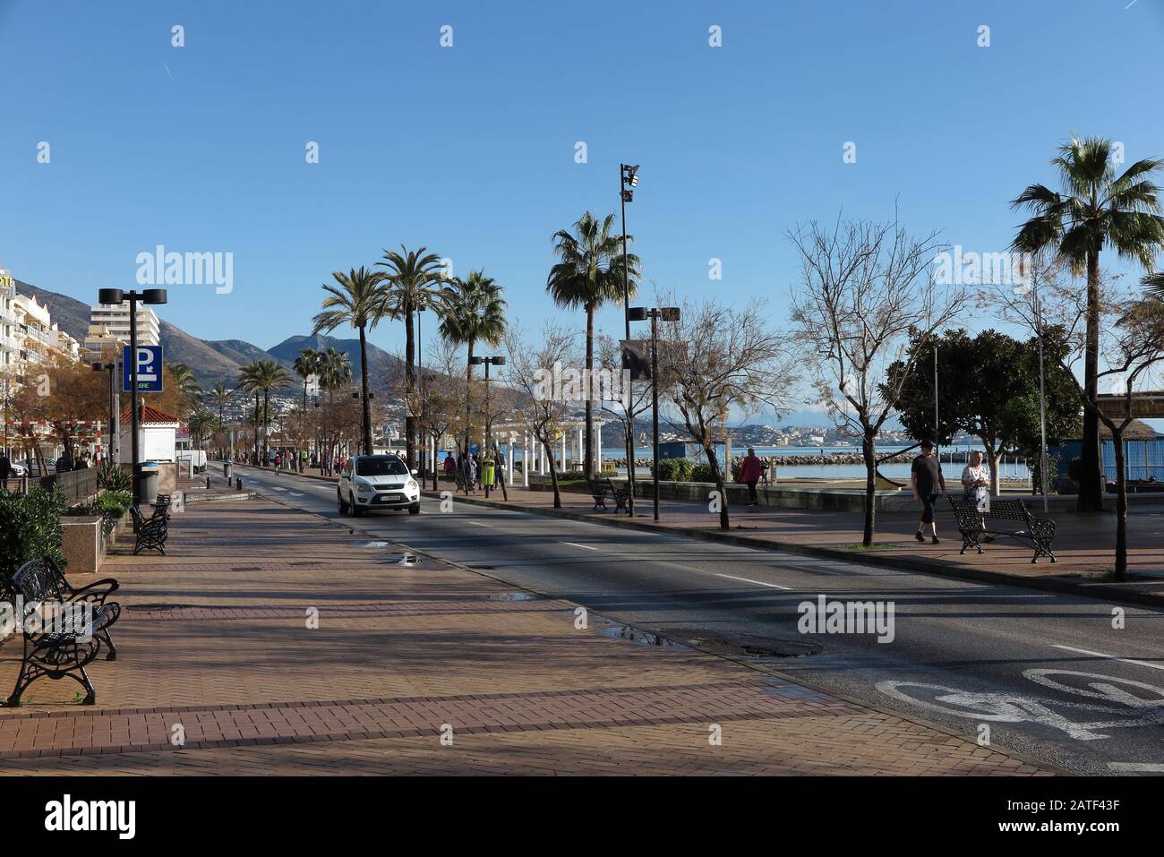 Paseo Marítimo Rey de España, seafront, promenade area, Fuengirola, Costa del Sol, Spain Stock Photo