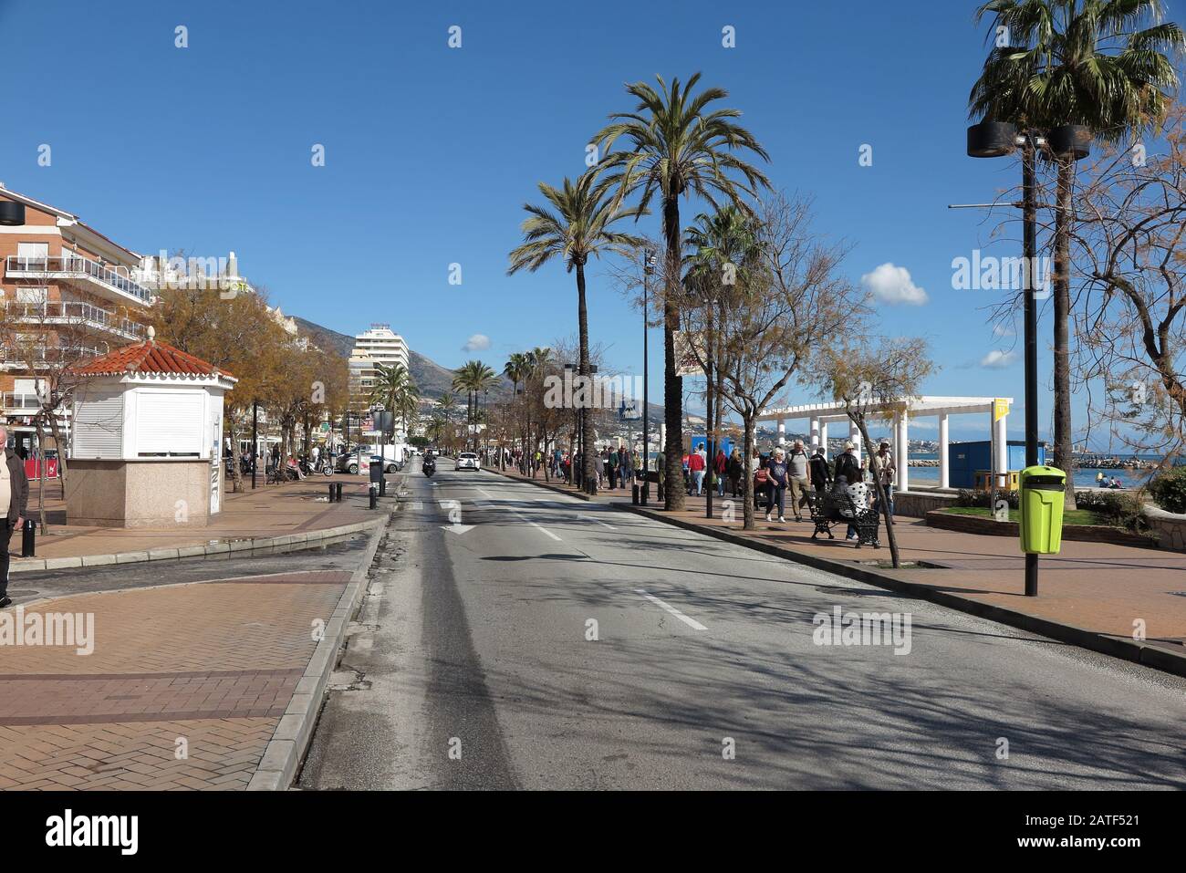 Paseo Marítimo Rey de España, seafront, promenade area, Fuengirola, Costa del Sol, Spain Stock Photo