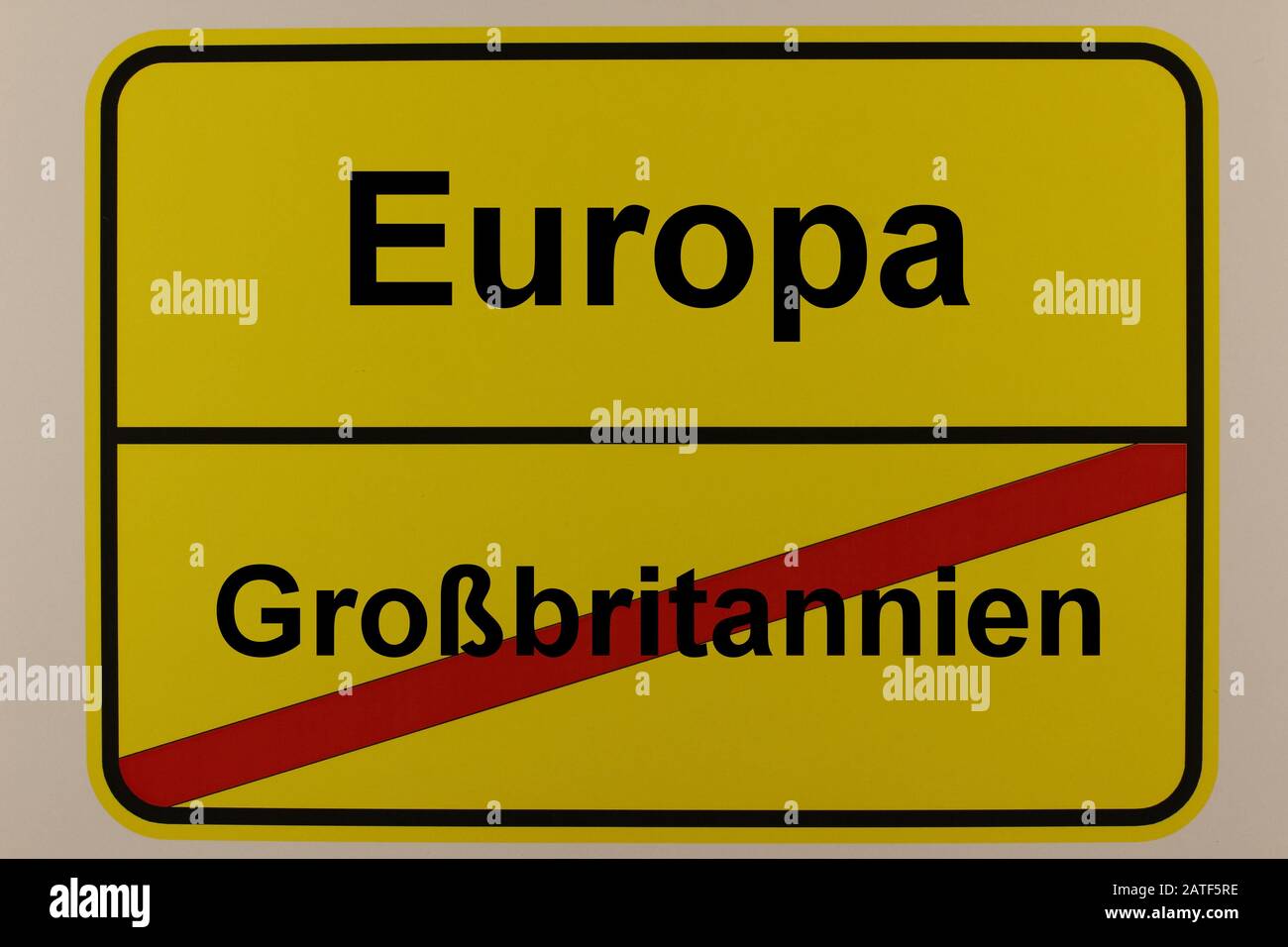 Straßenverkehrszeichen zum Thema EU-Austritt von Großbritannien Stock Photo