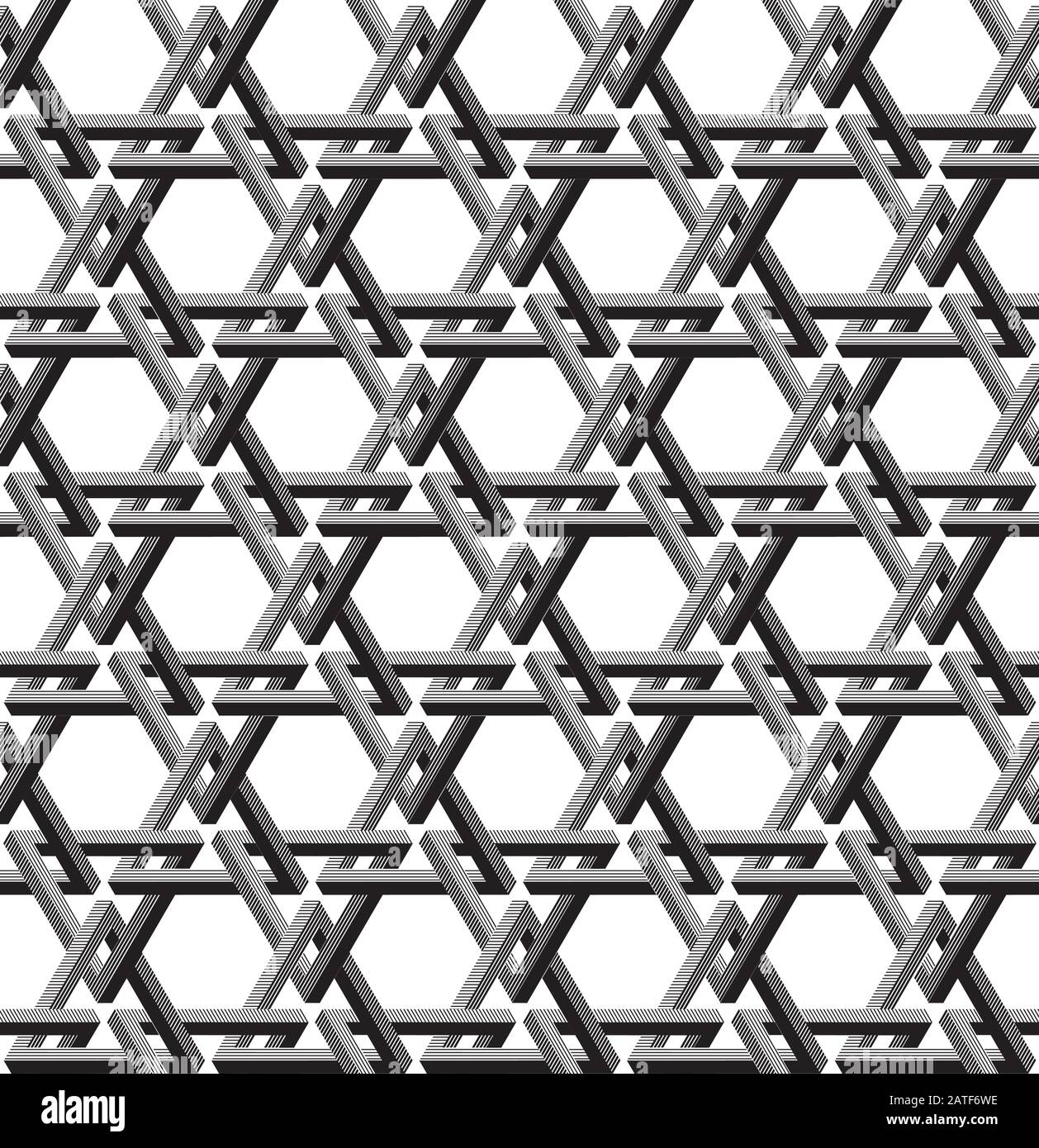 Seamless Triangle Optical Illusion Pattern Texture - Black and White Stock Vector