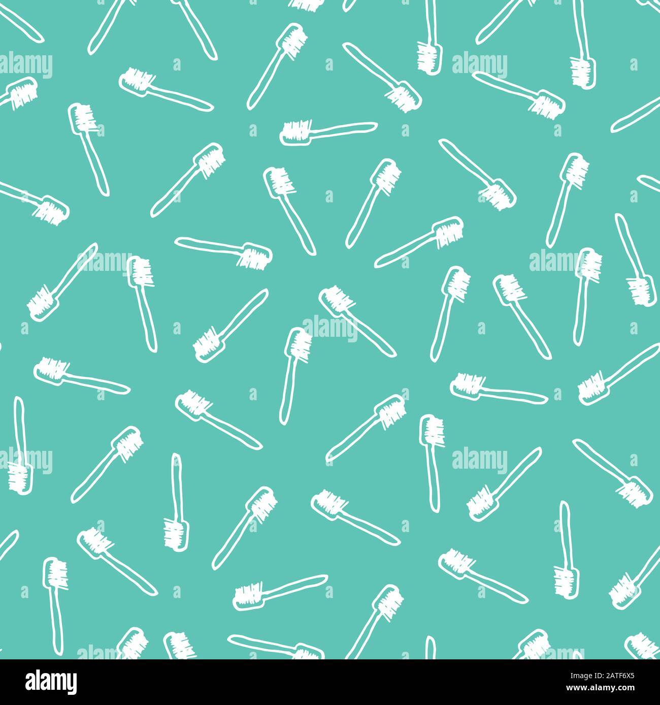 Vector green toothbrush simple monochrome repeat pattern. Perfect for fabric, scrapbooking and wallpaper projects. Stock Vector