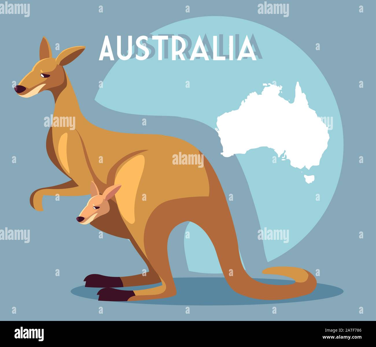 kangaroo with map of australia in the background vector illustration ...