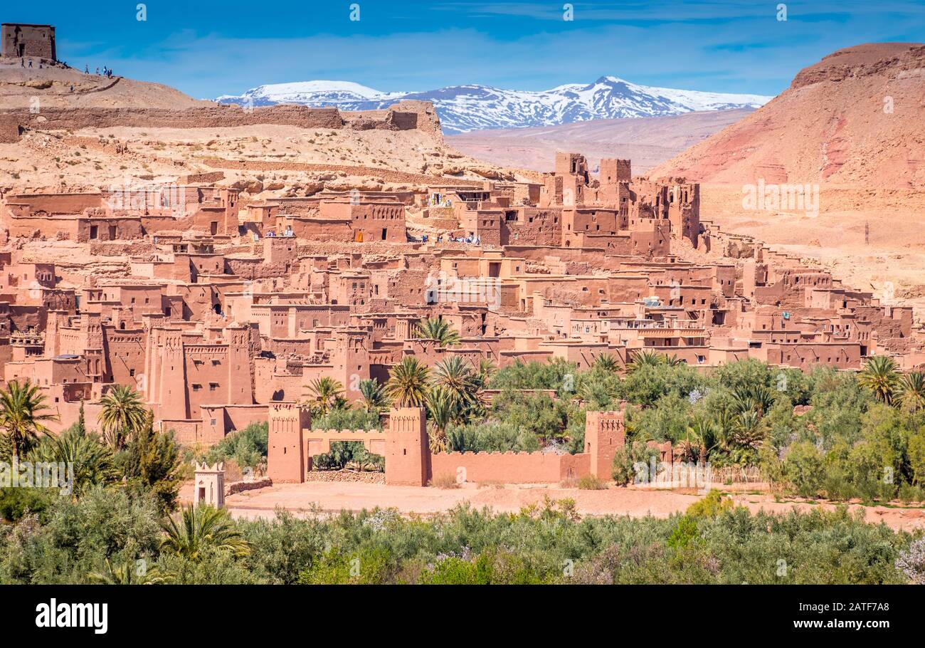 Fortified village and clay houses, Ait Benhaddou, Morocco Stock Photo