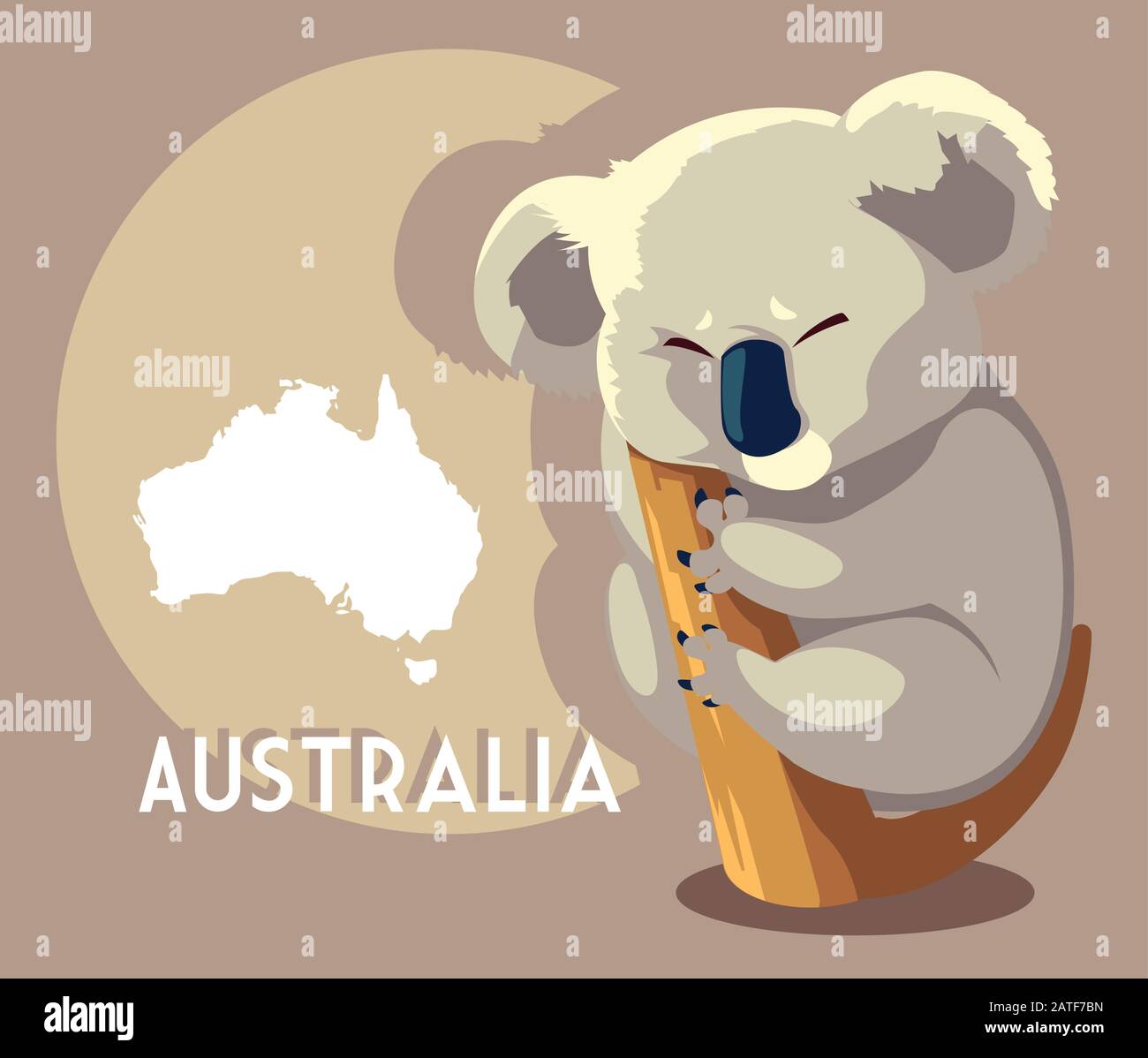 cute koala with map of australia in the background vector illustration ...