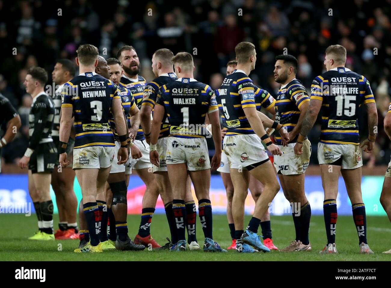 Leeds Rhino's look dejected during the Betfred Super League match at Emerald Headingley Stadium, Leeds. Stock Photo