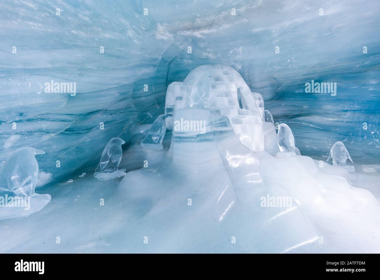 JUNGFRAUJOCH, SWITZERLAND - JANUARY 13 2020: Animal ice sculptures in ...