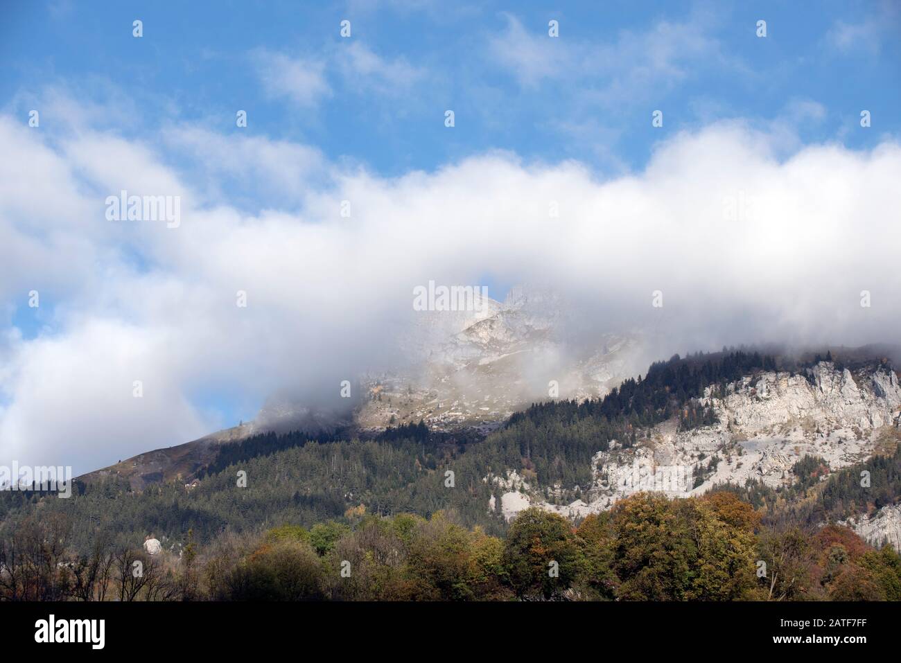 France, Haute-Savoie (74), Passy, Alps, Chain of Fiz with fog Stock Photo