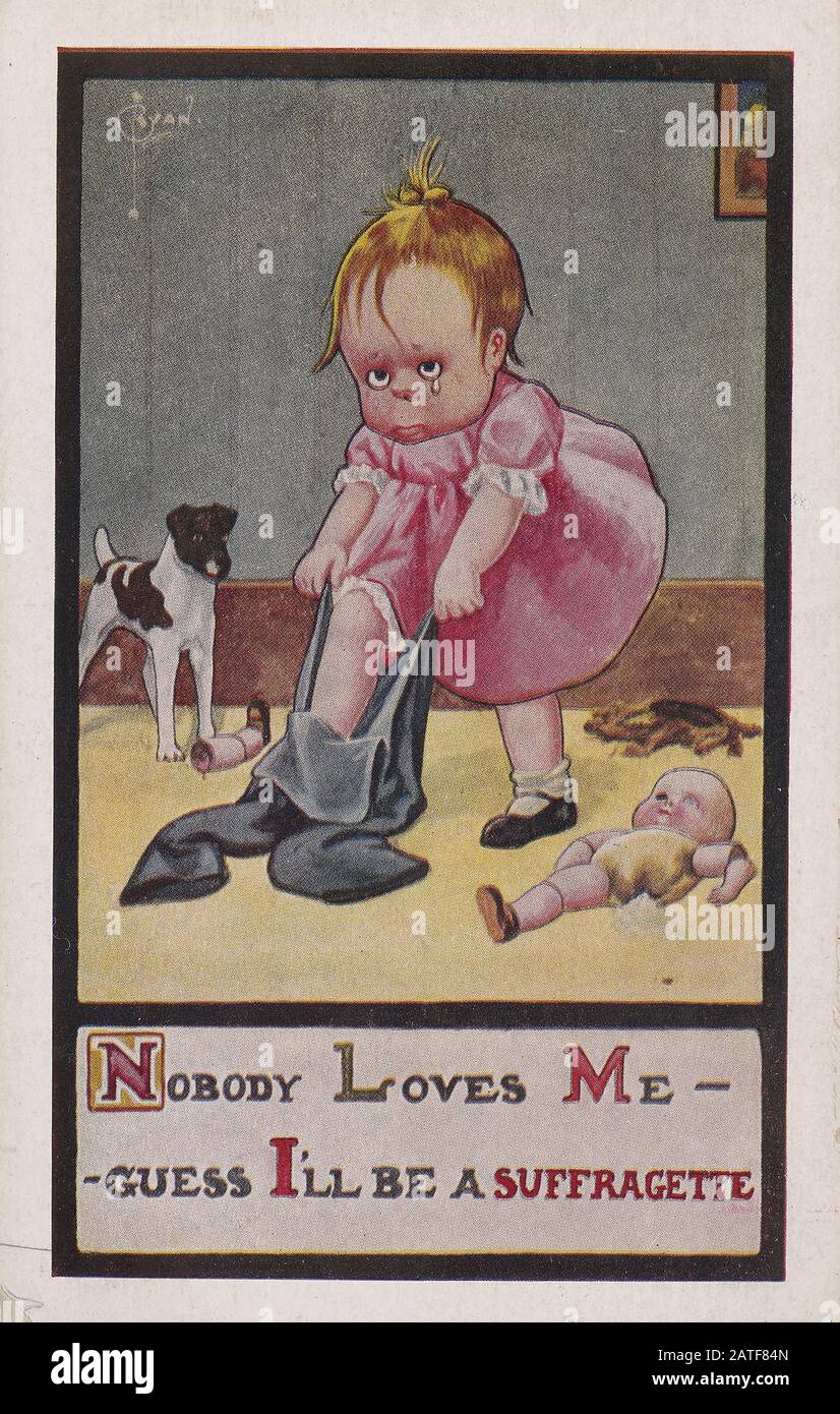 Nobody Loves Me -- Guess I'll Be a Suffragette - Women's suffrage in the  United States 1840' 1920' - Anti suffragette propaganda Stock Photo - Alamy
