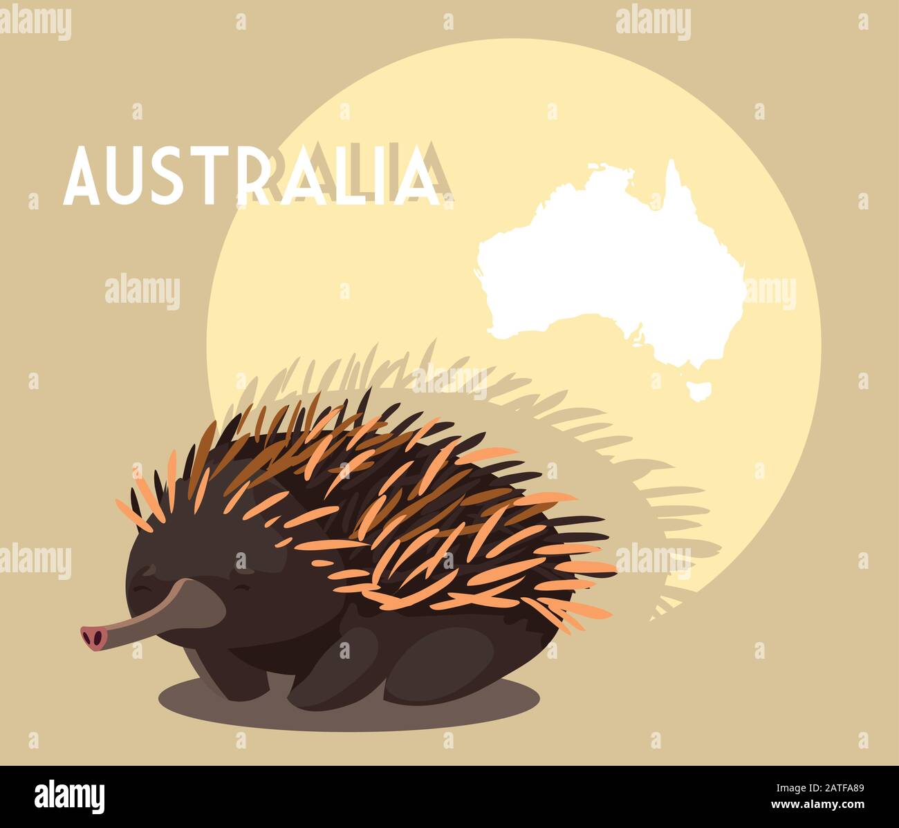 echidna with map of australia in the background vector illustration ...