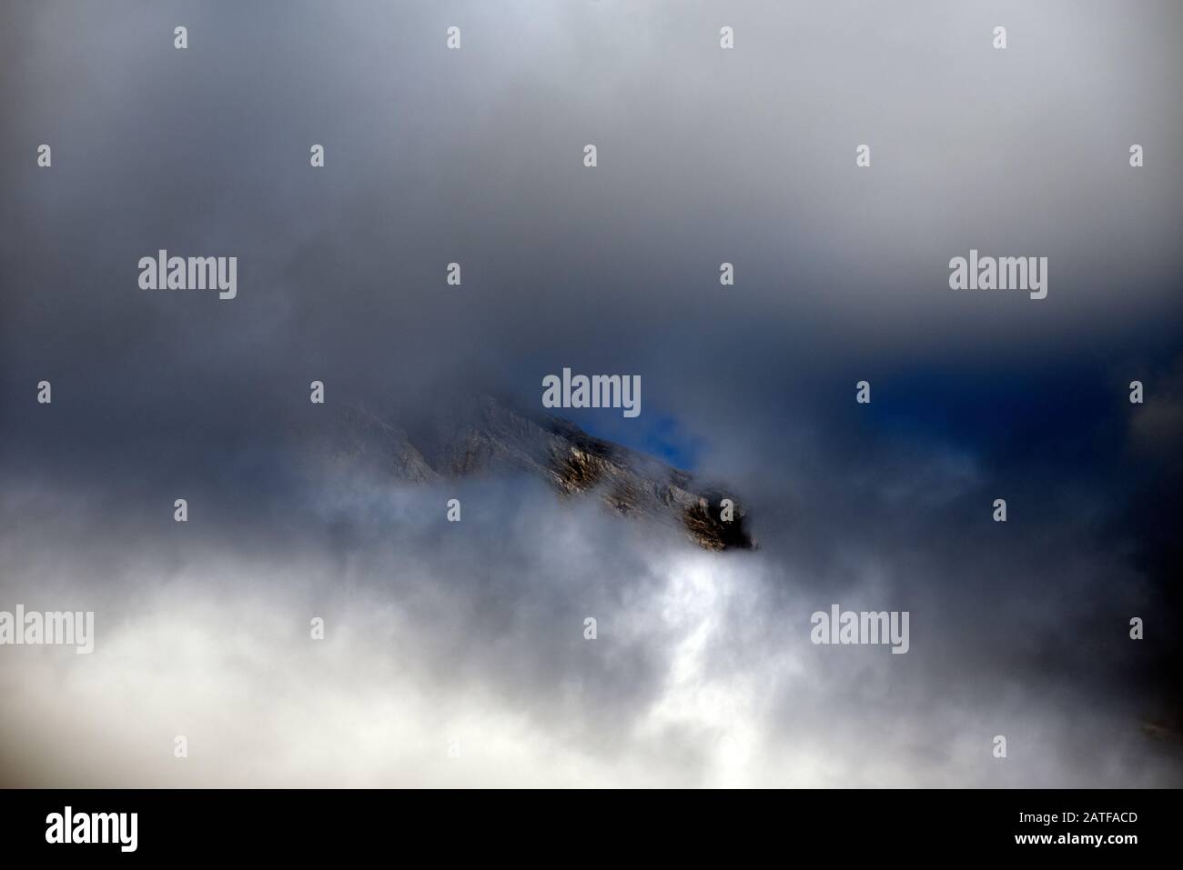 France, Haute-Savoie (74), Passy, Alps, Chain of Fiz with fog and clouds Stock Photo