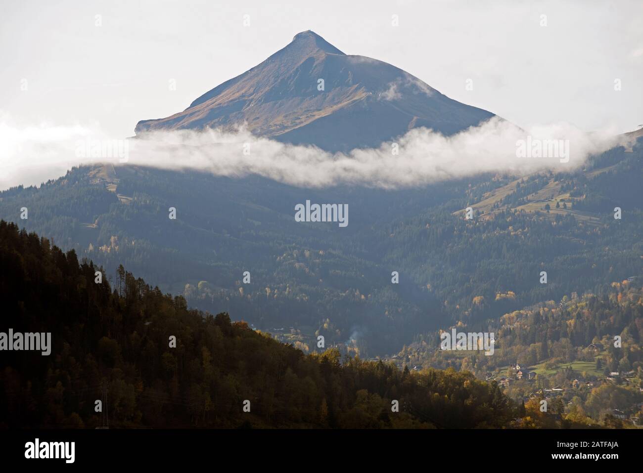 France, Haute-Savoie (74), Alps, Mont Joly with fog and clouds Stock Photo