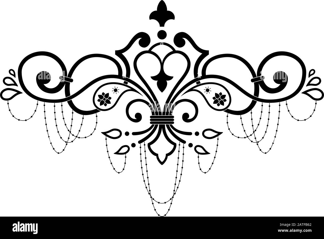 Vector baroque ornament in Victorian style. Ornate element for design. Lace ornamental pattern for tattoo, posters, decoration and print. Traditional Stock Vector
