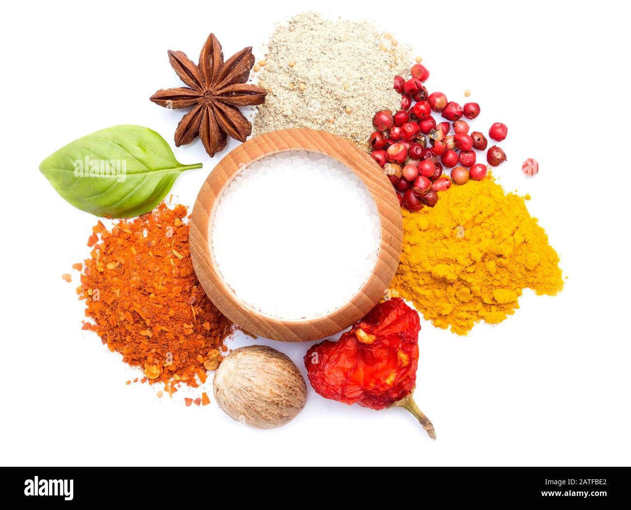 Various spices isolated on white background Stock Photo