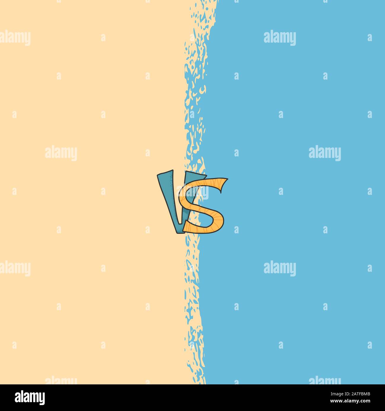 Competitors Lettering Blue Versus sign with copy space. VS screen. Decorative battle cover with ...