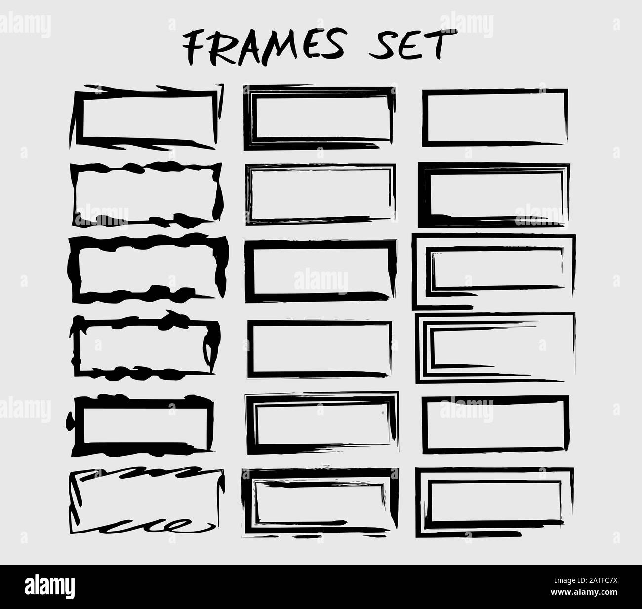 Frames bundle. Collection of black borders. Set of elements for collage