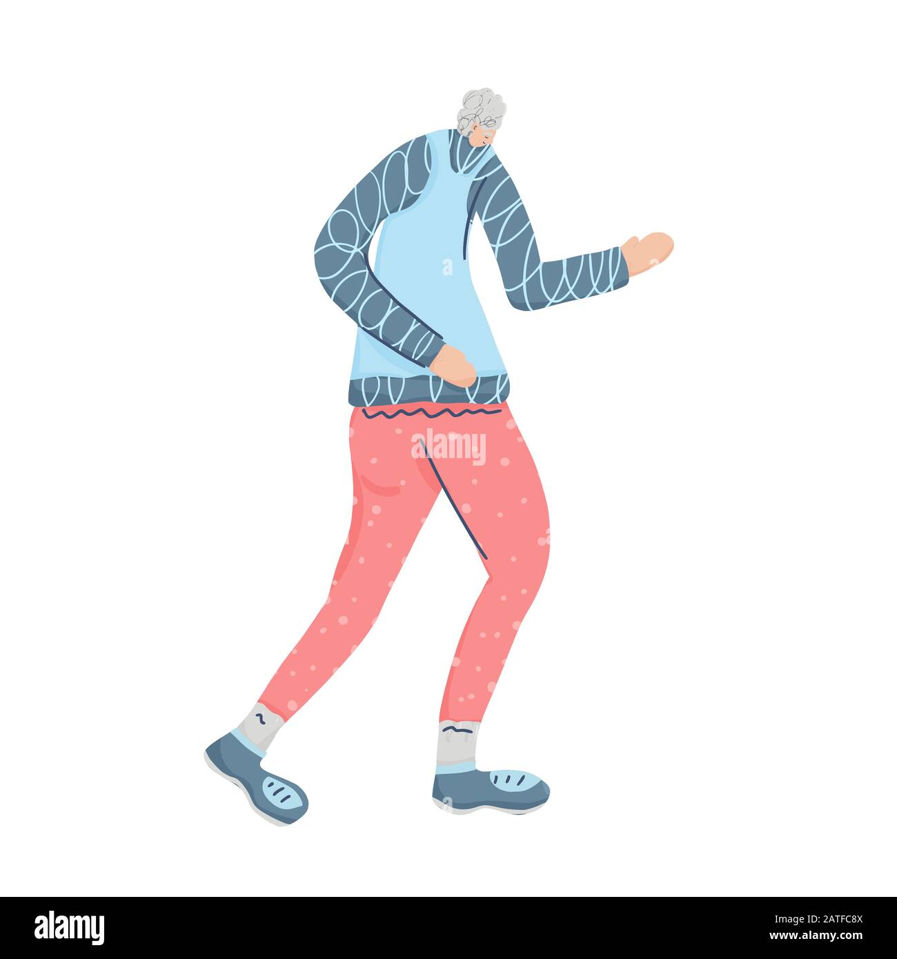 Senior runners. Old woman jogging isolated. Vector design. Stock Vector