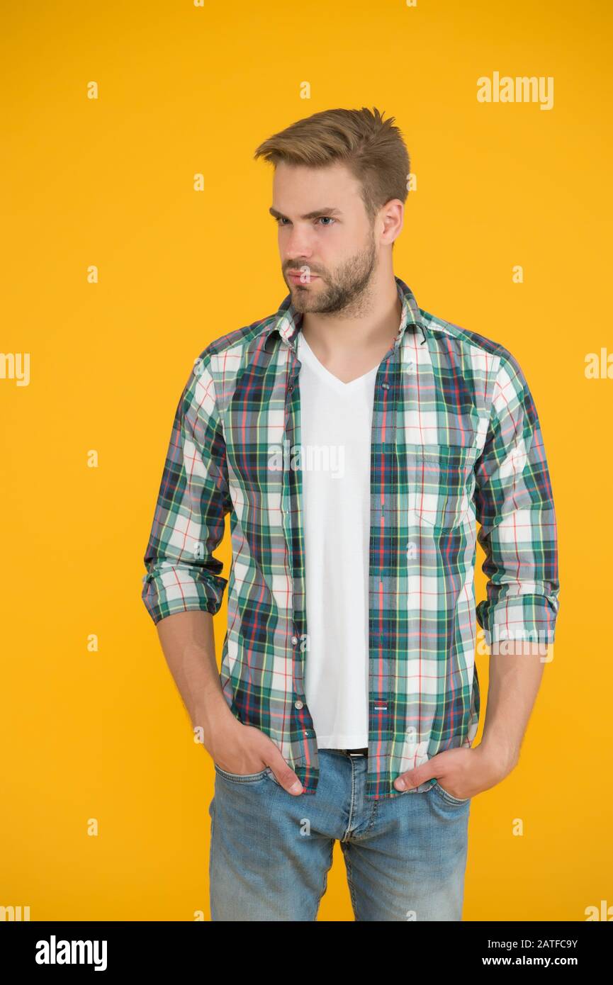 yellow plaid shirt outfit