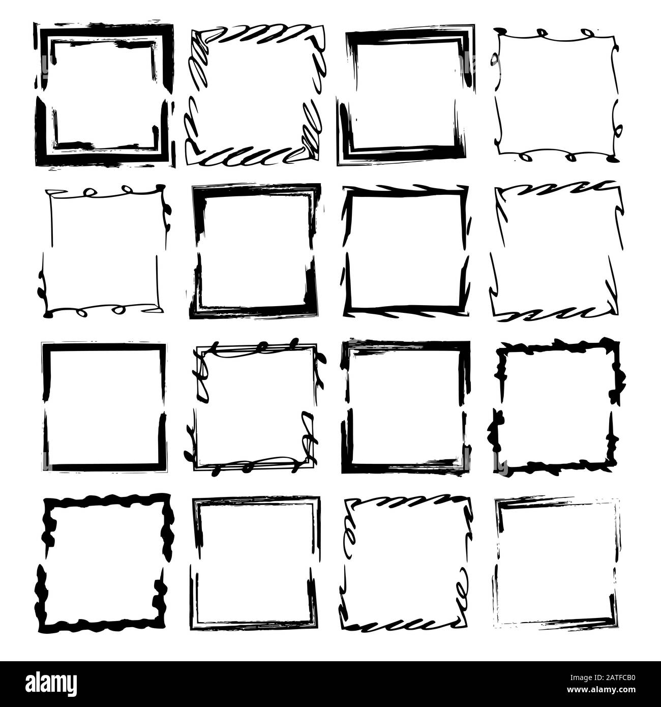 Frames bundle. Collection of black borders. Set of elements for collage