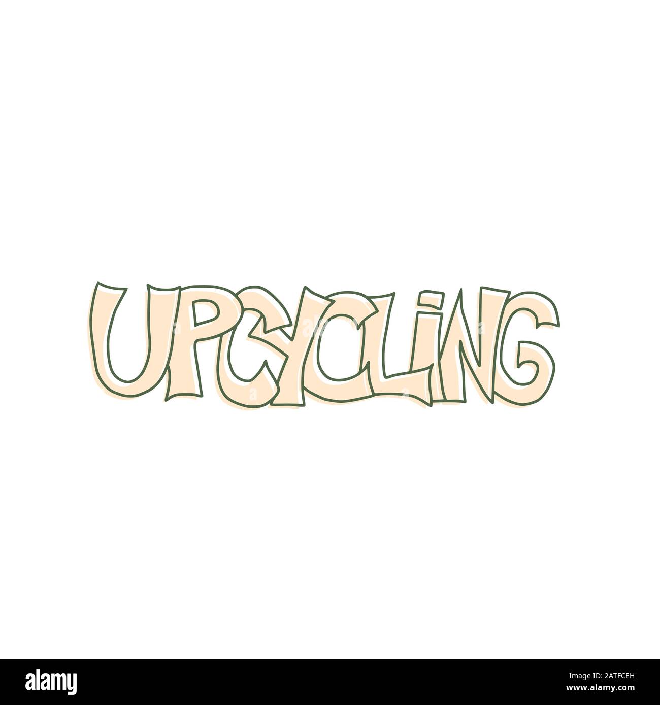Upcycling hand drawn text. Lettering emblem. Reuse and upcycle hand