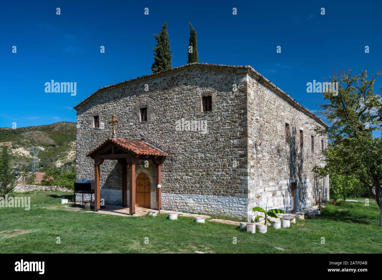 Church of St Gjon Vladimir, 14th century, at Monastery in village of Shijon (Shijoni) near city of Elbasani (Elbasan), Albania Stock Photo