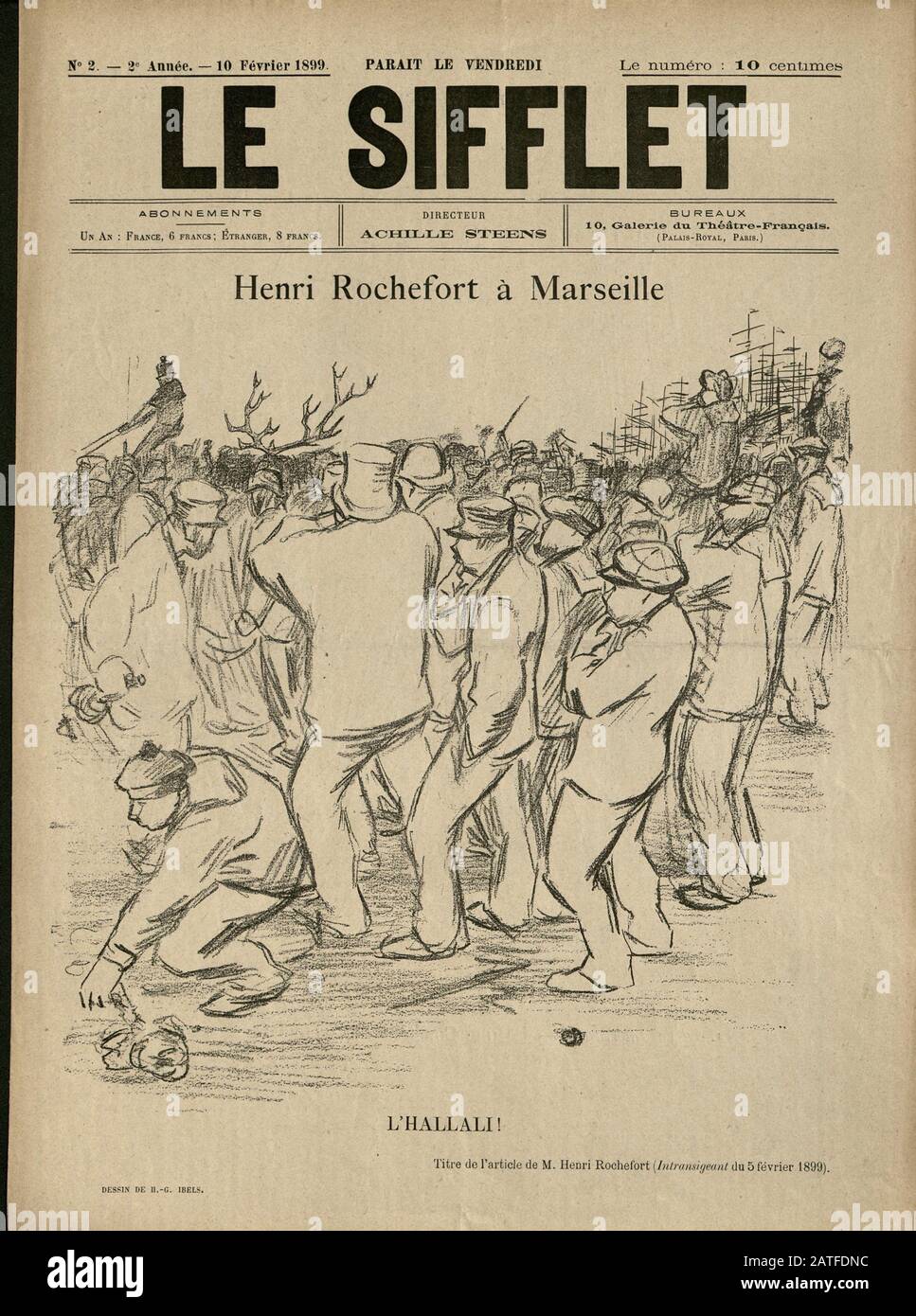 The Dreyfus Affair 1894-1906 - Le Sifflet, February 10, 1899 -  French illustrated newspaper Stock Photo
