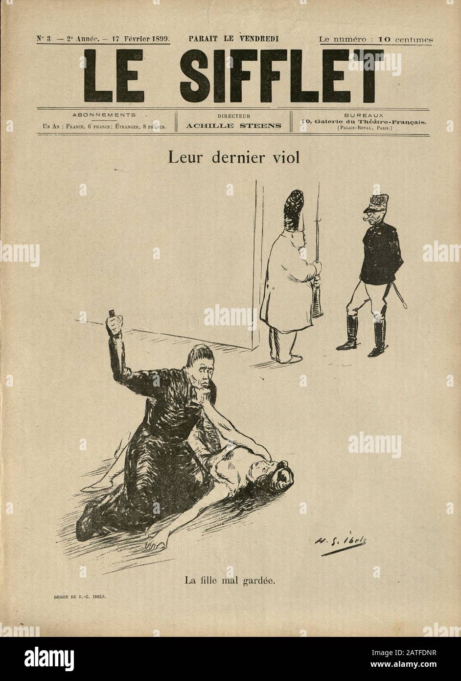 The Dreyfus Affair 1894-1906 - Le Sifflet, February 17, 1899 -  French illustrated newspaper Stock Photo