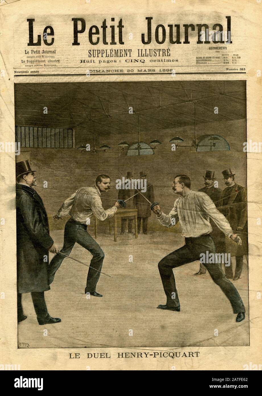 Le Duel Henry - Picquart - The Dreyfus Affair 1894-1906 - Petit Journal 3/20/1898 - French illustrated newspaper Stock Photo