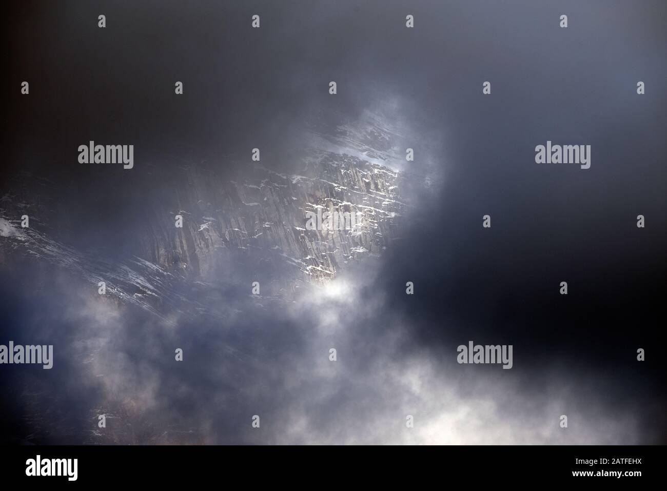 France, Haute-Savoie (74), Passy, Alps, Chain of Fiz with fog before the storm Stock Photo