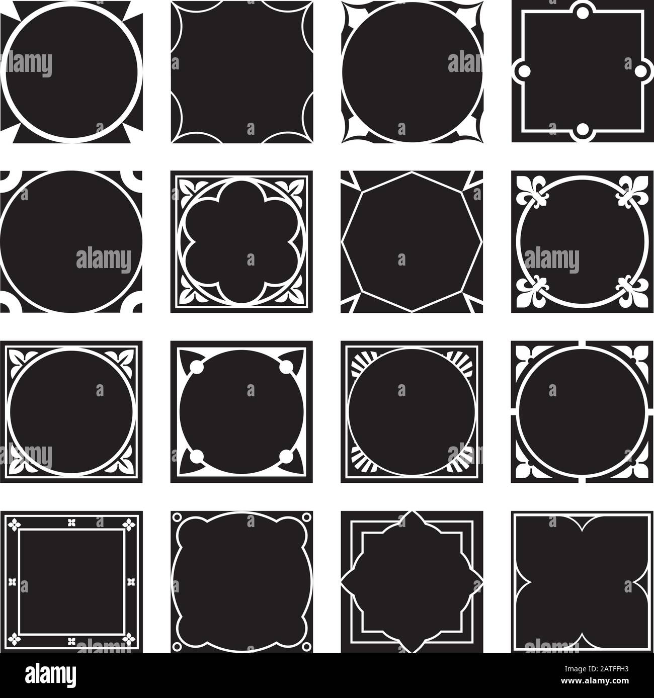 Collection of Square Decorative Border Frames. Ideal for vintage label designs Stock Vector