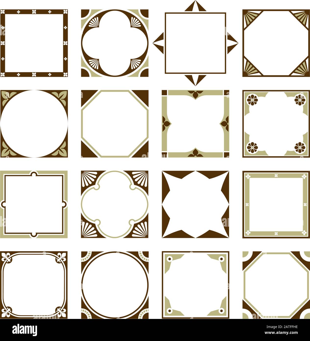 Collection of Square Decorative Border Frames. Ideal for vintage label designs Stock Vector