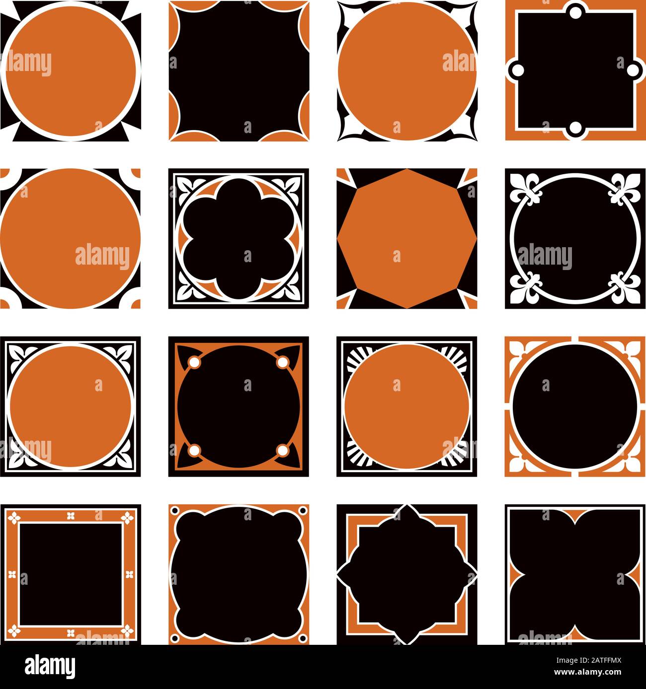 Collection of Square Decorative Border Frames. Ideal for vintage label designs Stock Vector