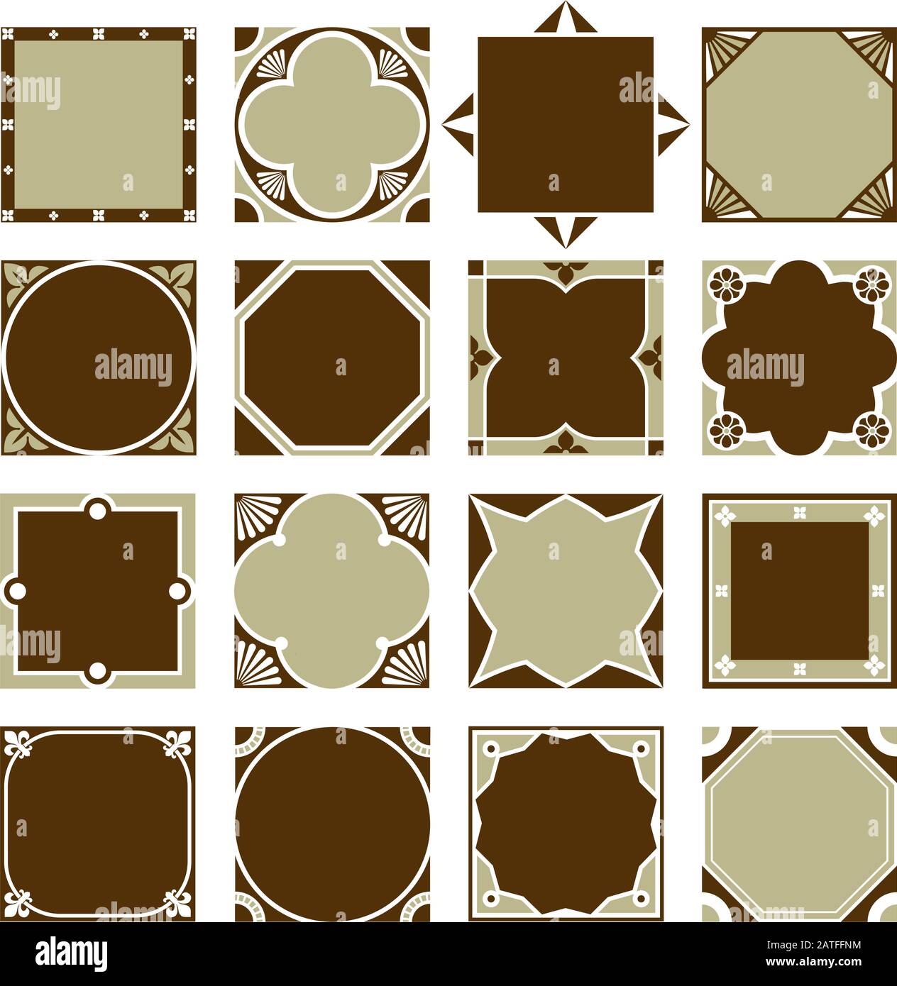 Collection of Square Decorative Border Frames. Ideal for vintage label designs Stock Vector