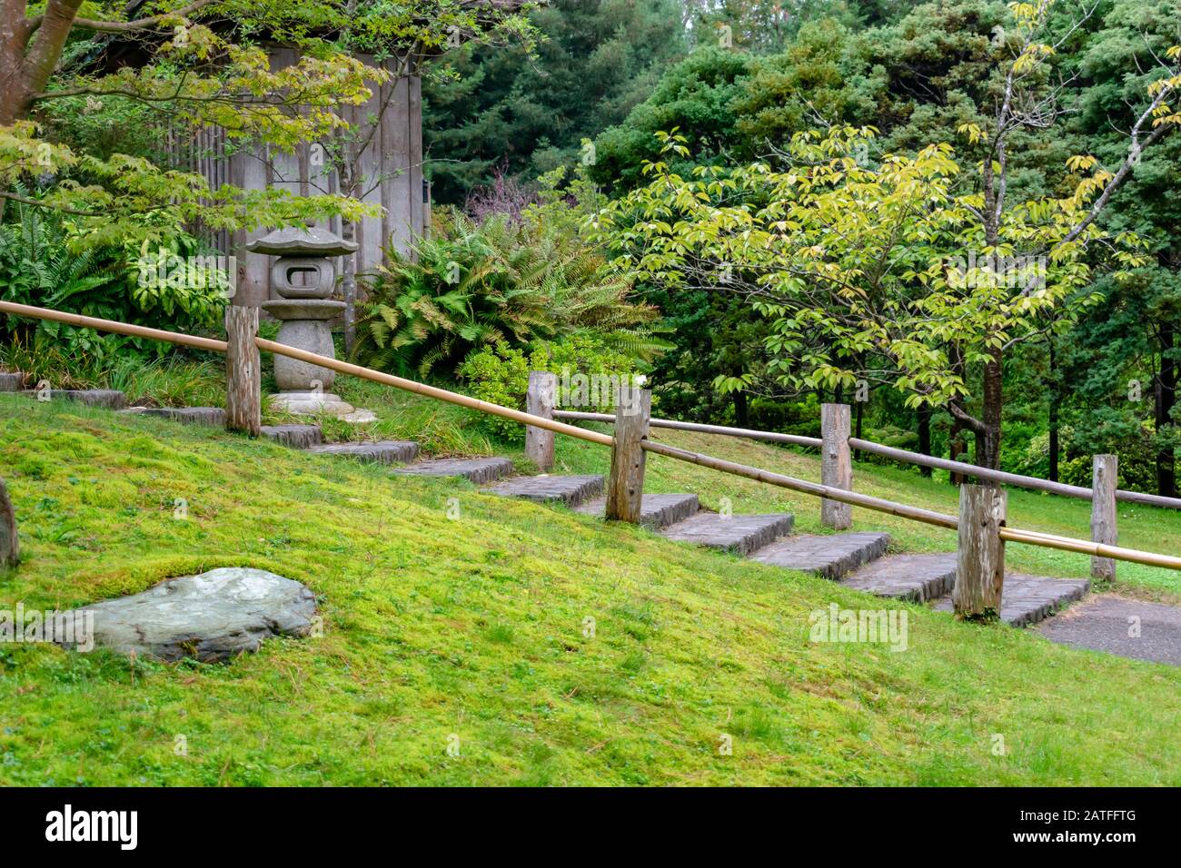 Path in the Japanese Garden of San Francisco, California. Stock Photo