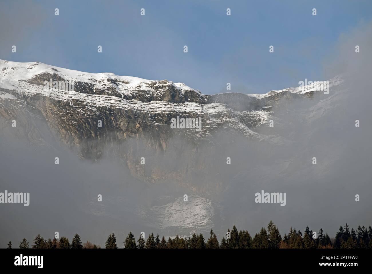 France, Haute-Savoie (74), Passy, Alps, Chain of Fiz with fog Stock Photo