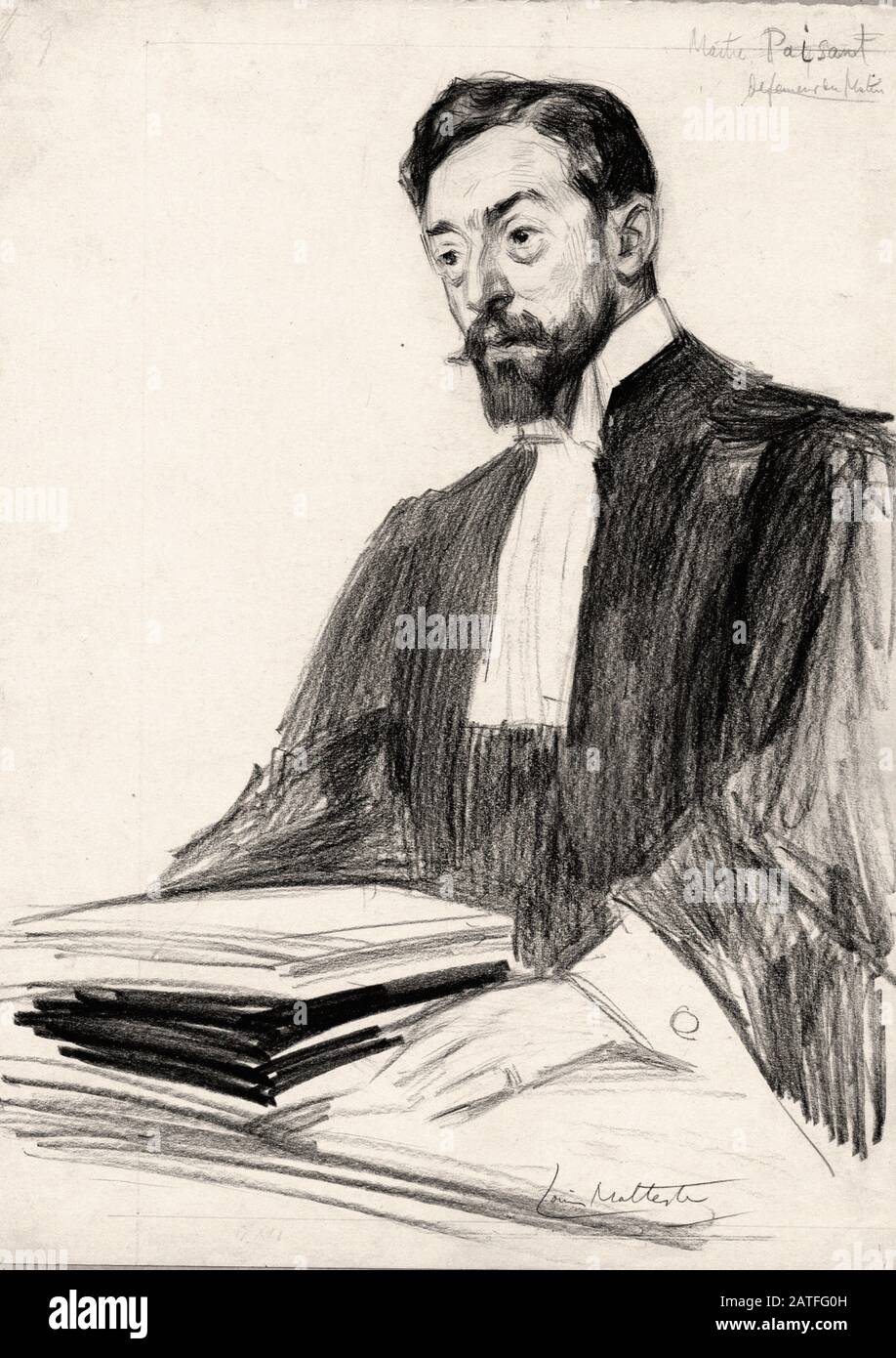 The Dreyfus Affair 1894-1906 -   Maitre Paisant - court drawing Stock Photo