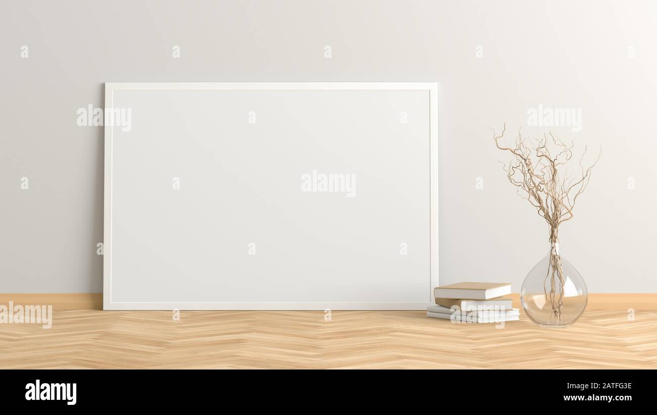 Blank Horizontal Poster Frame Mock Up Standing On Light