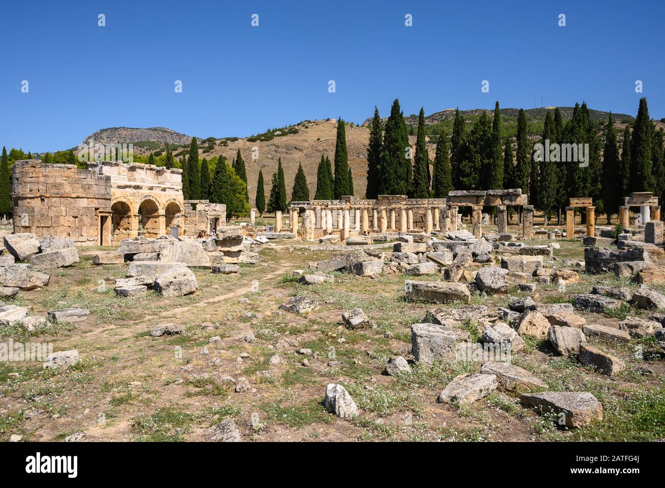 Ancient Greek City of Hierapolis in Pamukkale, Turkey Stock Photo